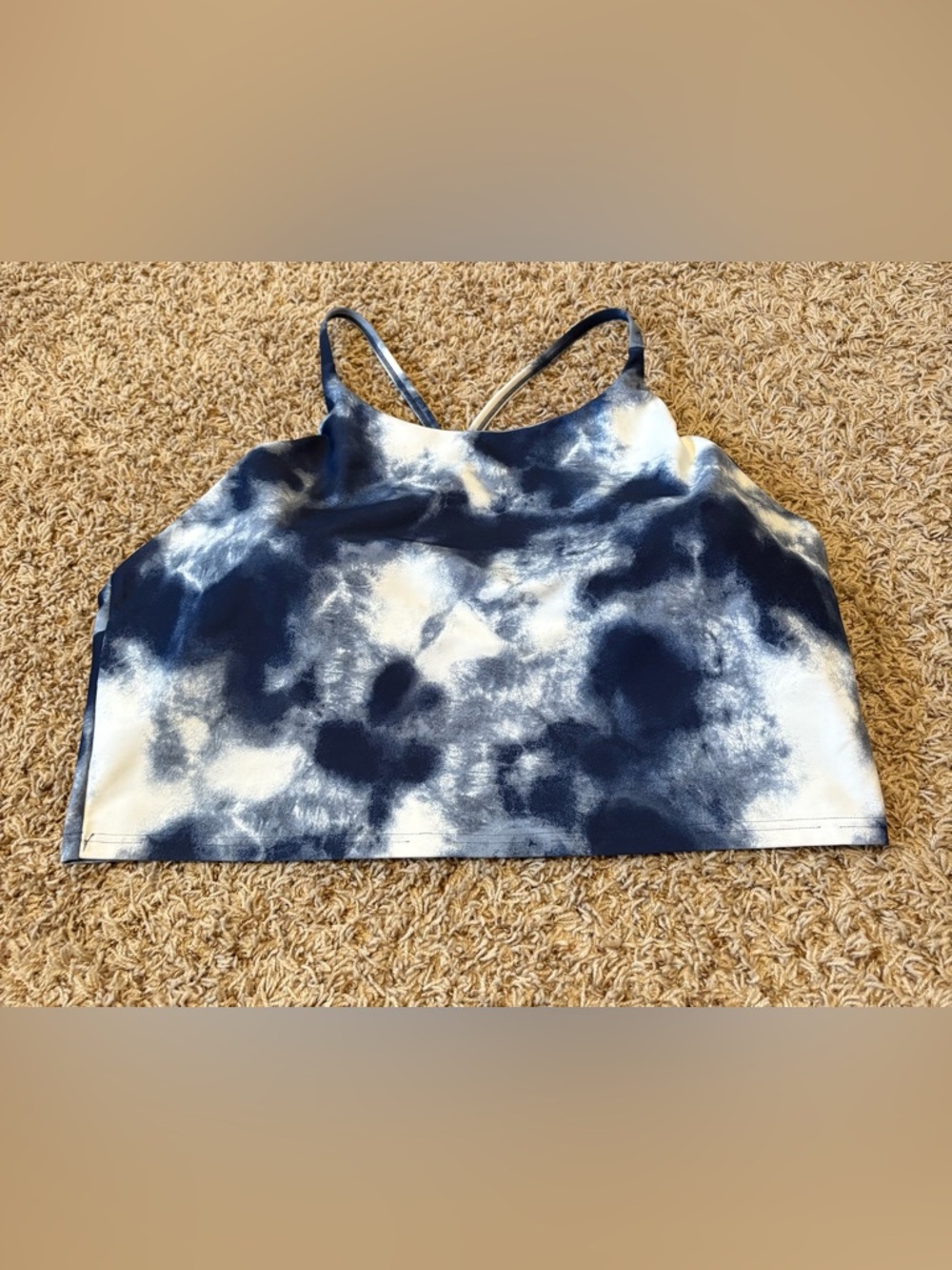 Old Navy Active Navy and White Tie-Dye Cropped Workout Tank Womens size XXL